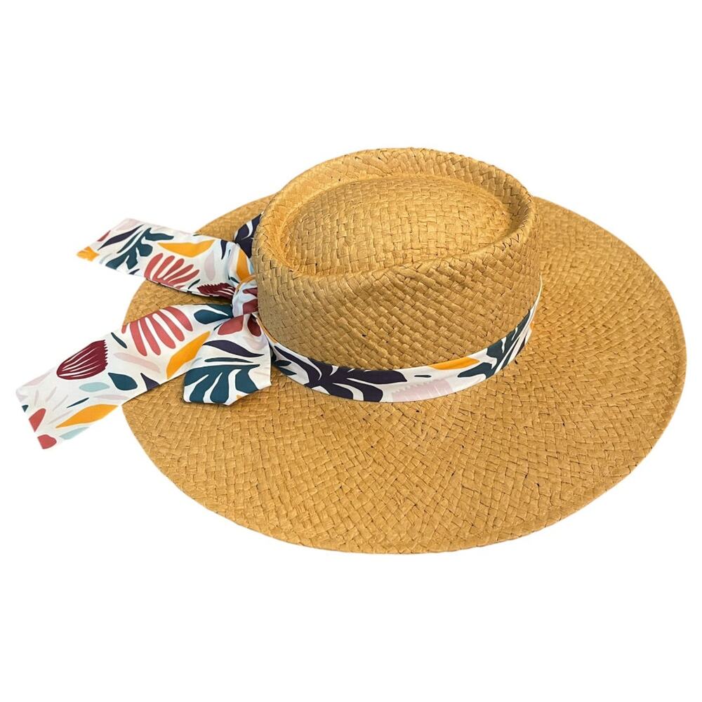 One Size Womens Gyal Bashy Adjustable Band Straw Hat Wide Brim